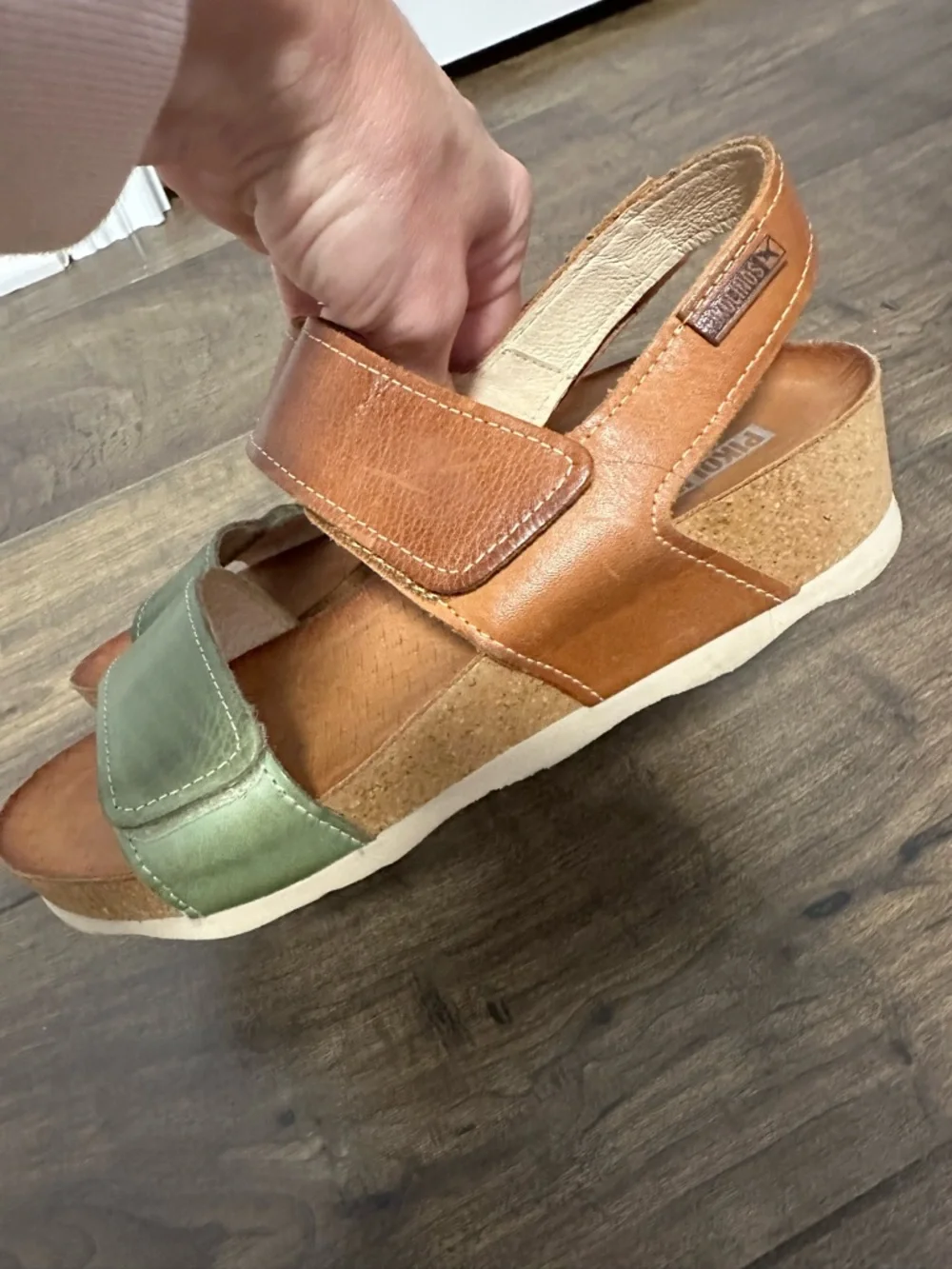 PIKOLINOS Brown and Green Leather Adjustable Slingback Sandals size 6.5 - Picture 7 of 12